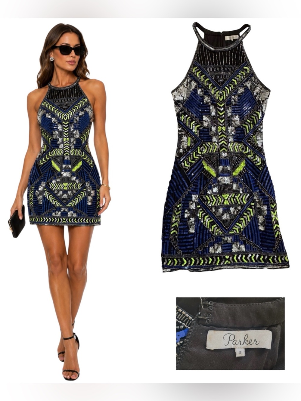 Parker Sequin and Bead Embellished Mini Dress